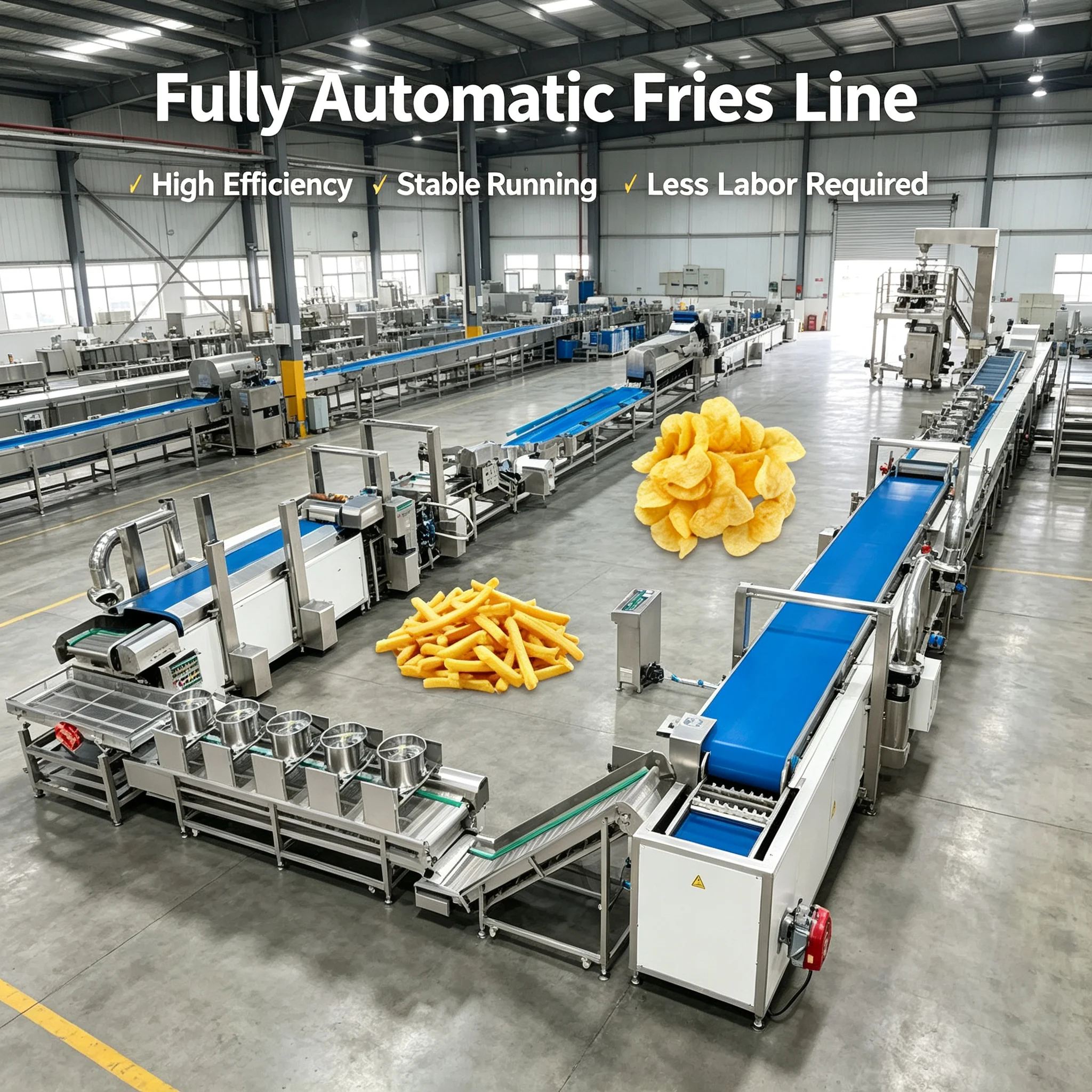 Easy‑Clean Potato Manufacturing System, French Fries & Potato Chips Processing Device For Food Factory Customized