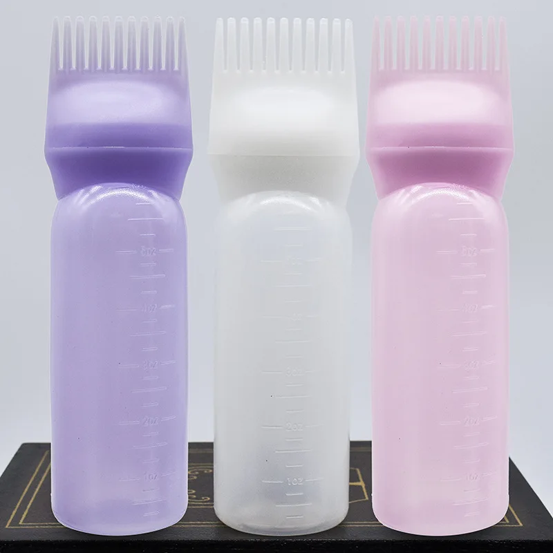 

3 Color Oil Applicator Bottle For Hair Professional Hairdressing Dyeing Comb Bottles Barbershop Hairdresser Coloring Supplies