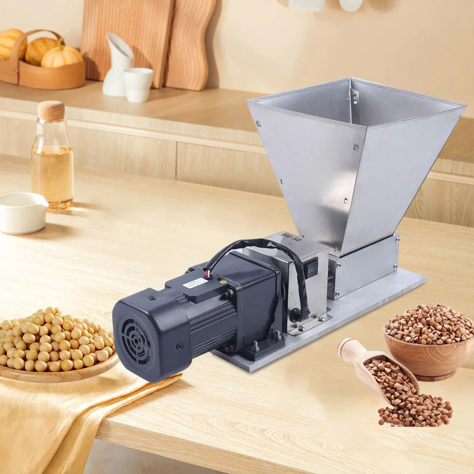 

Malt Crusher Heavy Duty Corn Mill Electric Stainless Steel Grain Mill Brewing Barley Grinder for Cereal Coffee Rice Barley Wheat