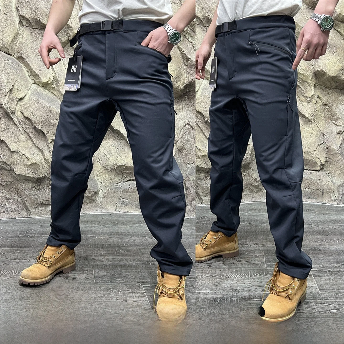 

Outdoor Men's Fce Lined Straight Leg Casual Pants Functional Stabili Pred Gasket Soft ell Waterproof Hiking Trousers