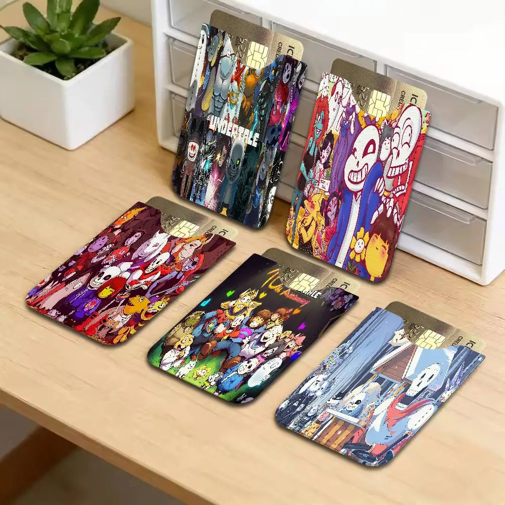 Game U-Undertale Ultra-Thin Mini Leather Card Holder Wallets for Men Women Lightweight Soft Genuine Leather Credit Card