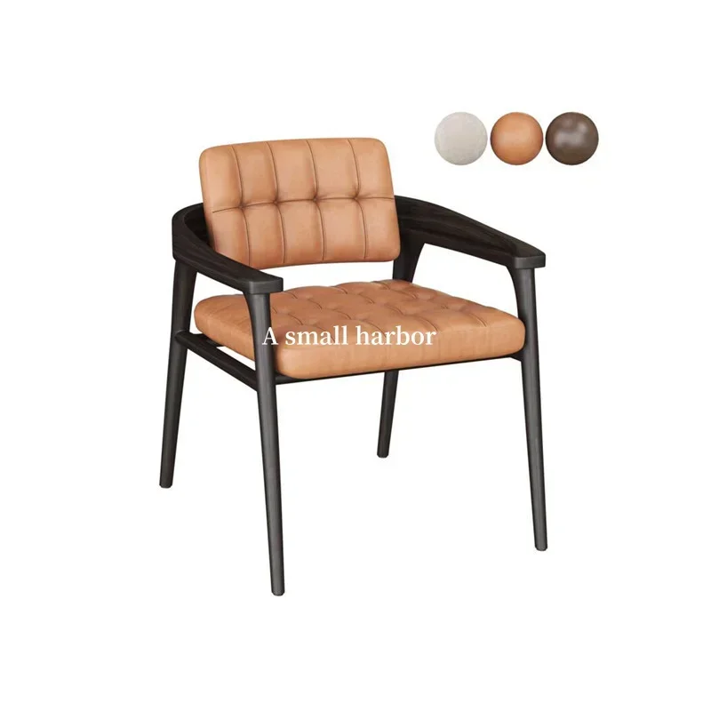 A Nordic Home Solid Wood Dining Chair Surprise Quiet Wind Retro Model Room Sales Office Reception Dining Hotel Negotiation Chair