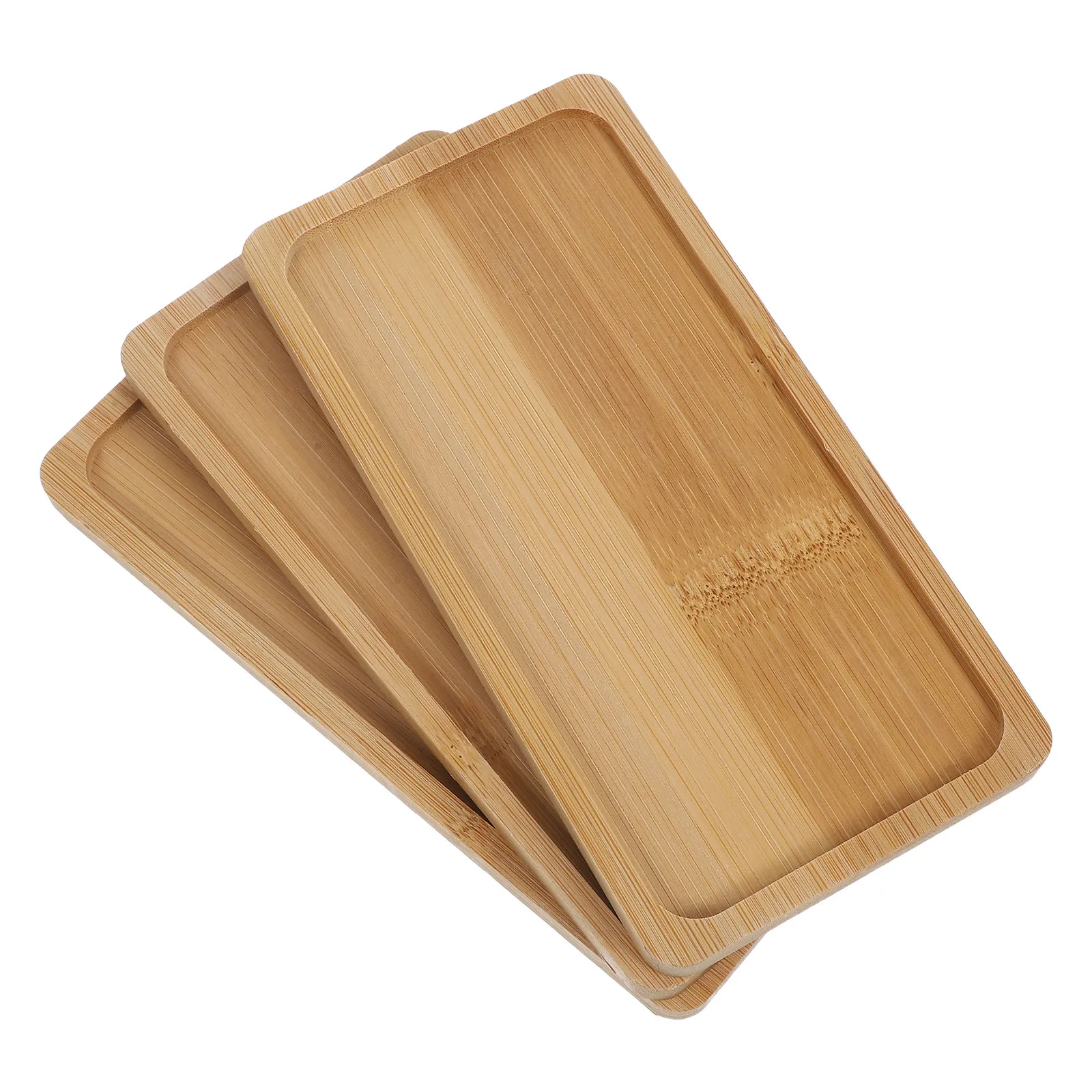 Ensemble de 3 plateaux de service en bambou japonais, plateaux rectangulaires minimalistes pour le thé, le café, les sushis, le petit-déjeuner, les collations