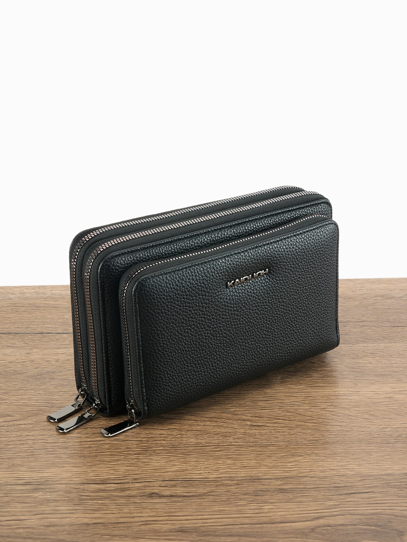 ​​Men's PU Leather Clutch Bag with Wrist Strap, Multi-Function Card Slots & Hidden Cash Pocket, Fits 6.3