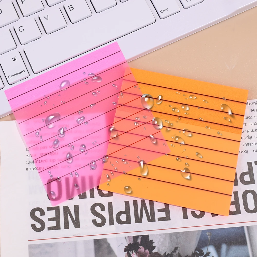 Creative Lined Transparent Sticky Note Memo Pads Fluorescent Posted It Waterproof Colorful Notes Sticker Paper School Stationery