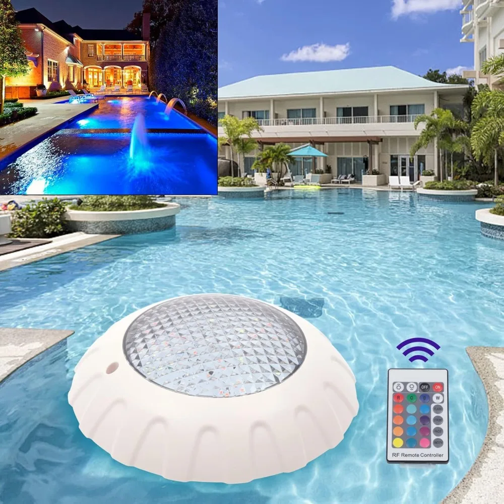 38W LED Pool Light Waterproof IP68 Underwater LED Lights 120° Swimming Pool Fountain Pond Colorful Lamp with Remote Controller