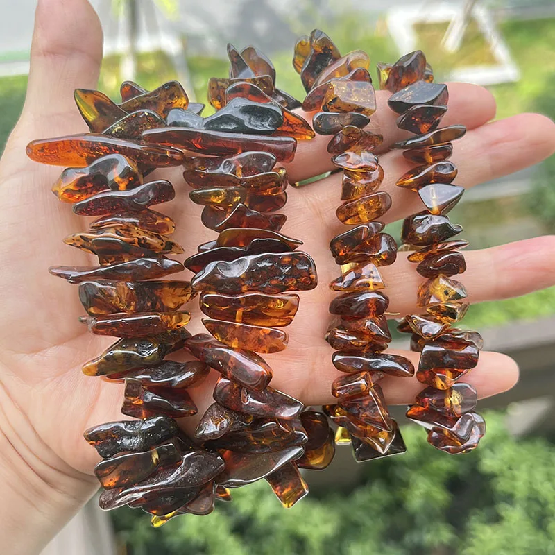 Irregular Amber Bracelet 100% Genuine Gift Unique Handmade Unisex Natural Baltic Real Floral Amber Healing Diy Jewelry Supplier