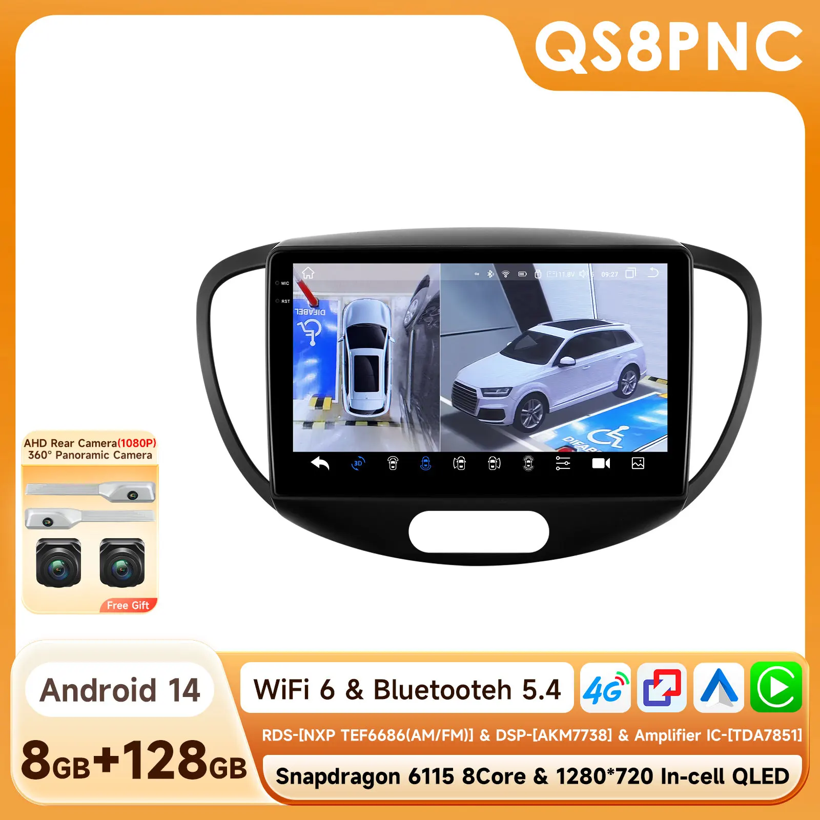 2 Din Android Autoradio voor Hyundai I10 2007-2013 Auto Multimedia Speler GPS Navigatie Draadloze Carplay Auto Autoradio Slimme Intelligente Systemen IPS Touchscreen Stereo Videospeler 2Din Hoofdunit
