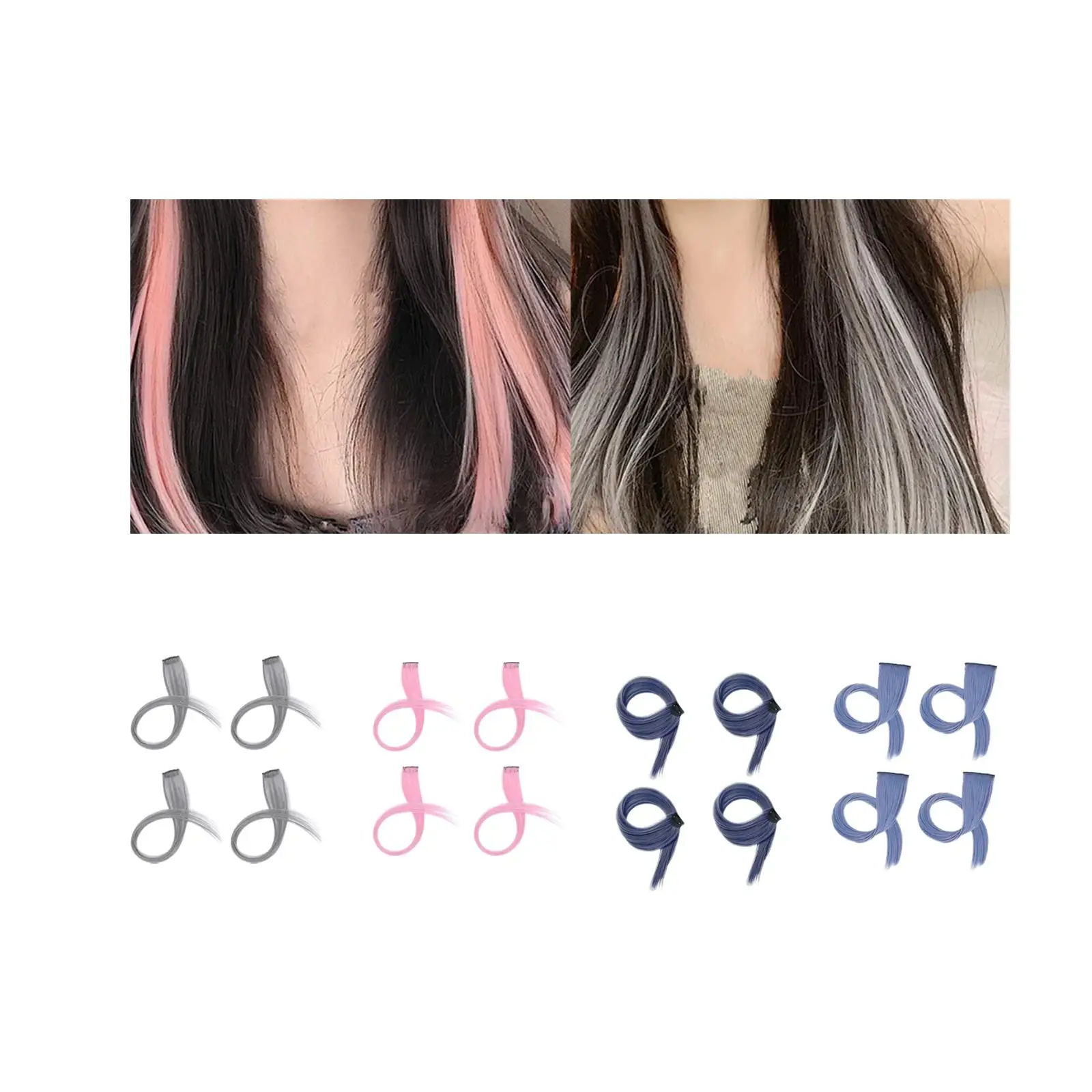 4 Stuks Hangende Oor Geverfde Pruiken Clip In Hair Extensions Naadloos Voor Vrouwen Lang Steil Haar Pruiken Enkele Kleur Pruiken Voor Feest