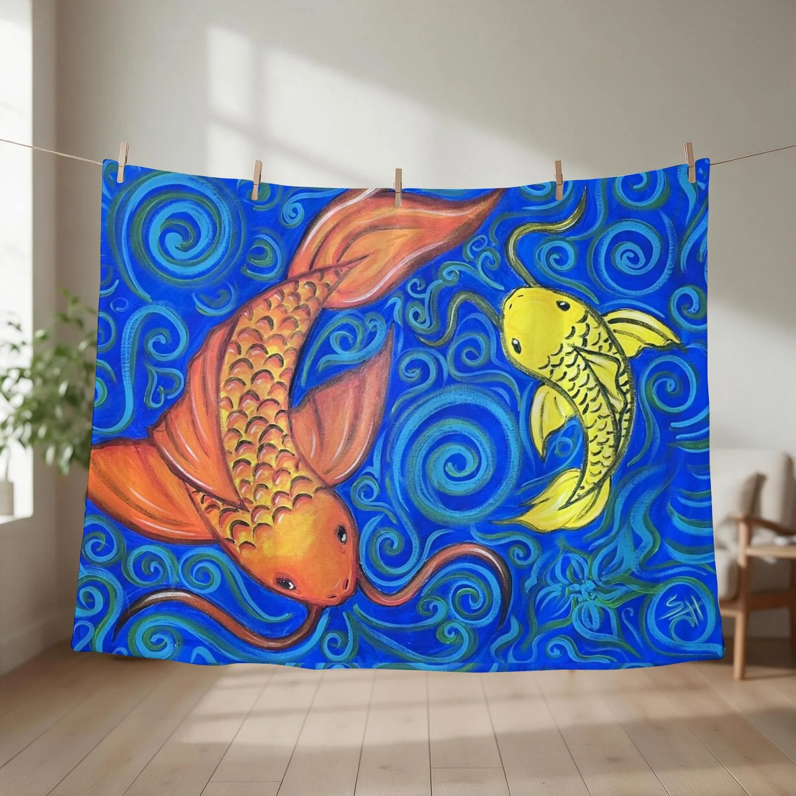 New Mother Koi Throw Blanket Bed Fashionable Summer Camping Thermal Blankets