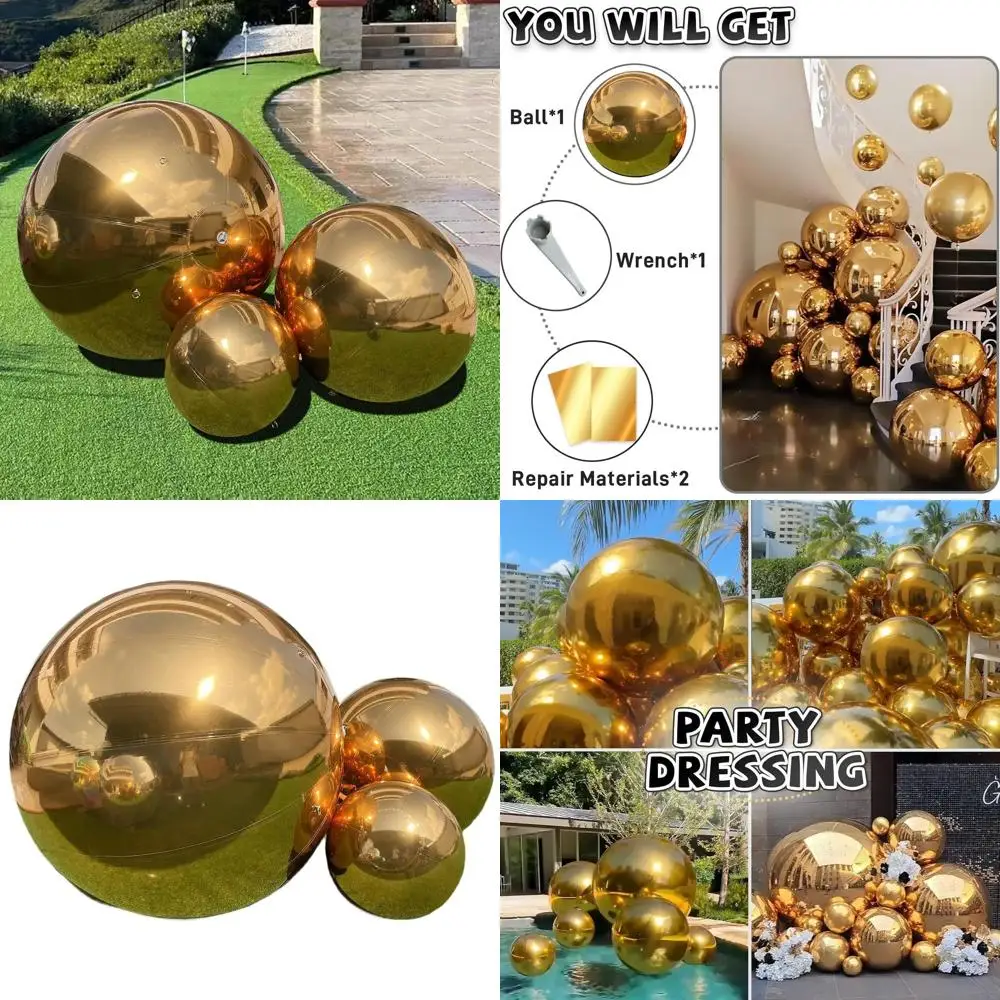 

Large 39.3 Inflatable Disco Ball - Silver/Gold/Iridescent, PVC Party Decor for Events, Stage, Weddings (1 Piece, No Air Pump)