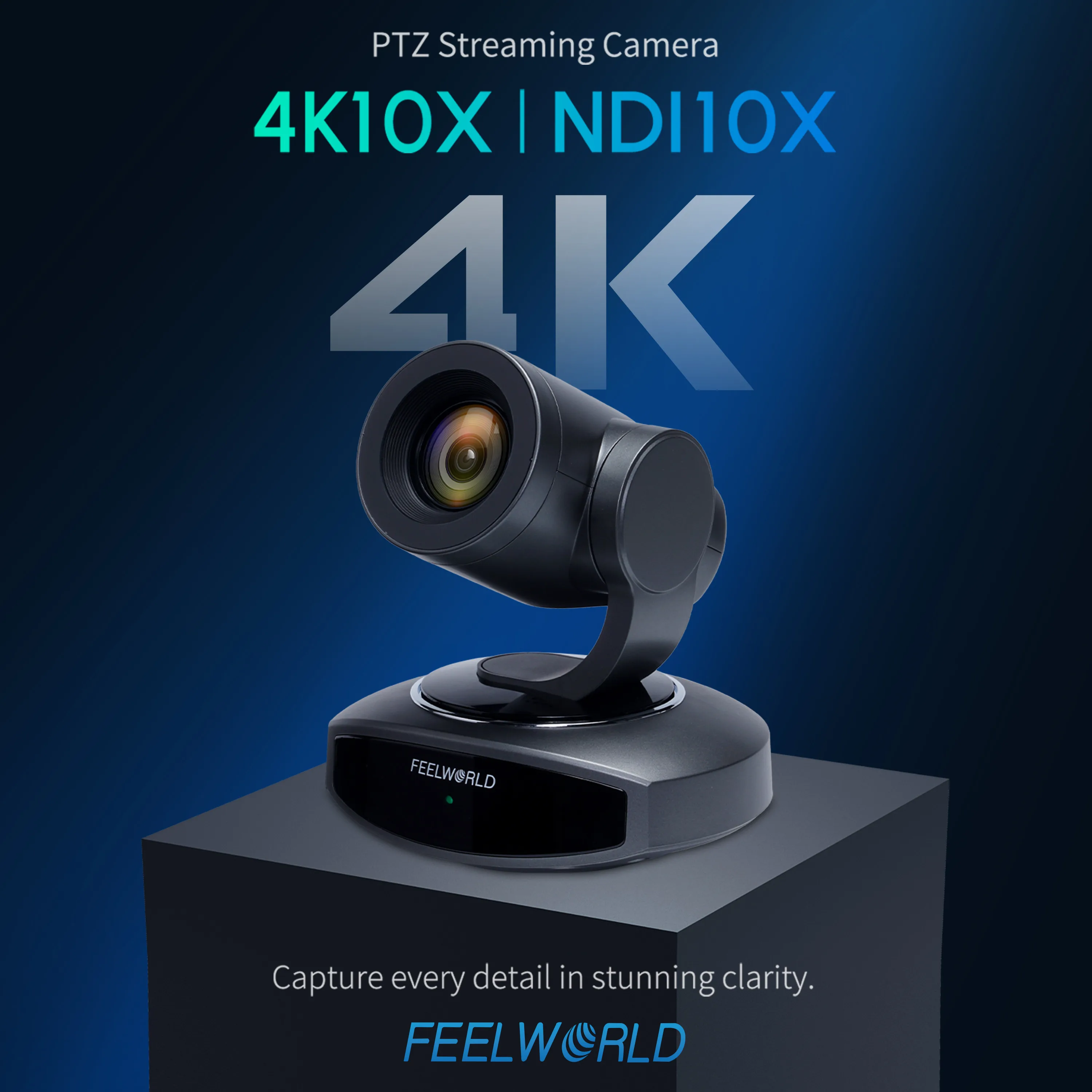 FEELWORLD NDI10X 4K NDI PTZ Camera 10X Optical Zoom AI Auto Tracking HDMI USB IP for Live Streaming Church OEM Factory Direct