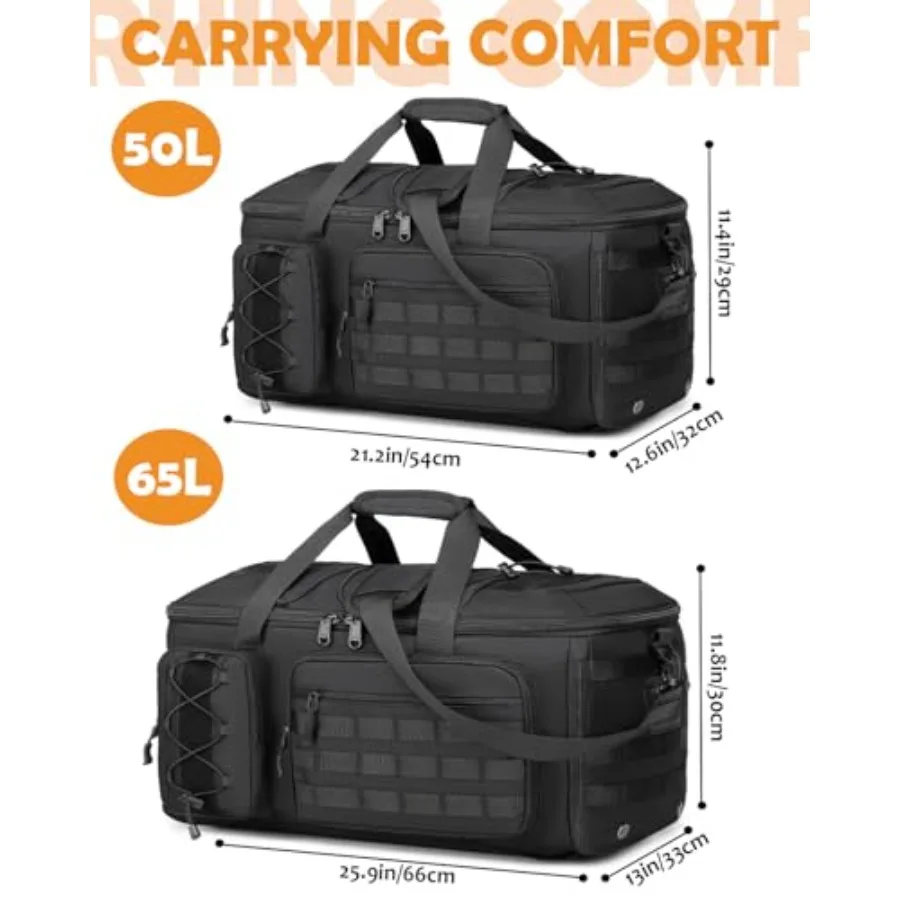 Gym Bag for Men and Women, 3-in-1 Duffle Bag for Travel Sports with Shoe Compartment, Military Tactical Backpack for Overnight