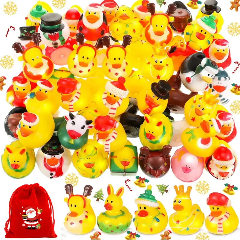 6-30 Stuks Kerst Rubber Eend Kinderen Baby Bad Speelgoed Eend Water Speelgoed Feest Decoratie Lijm Eenden Cadeau Voor Kinderen