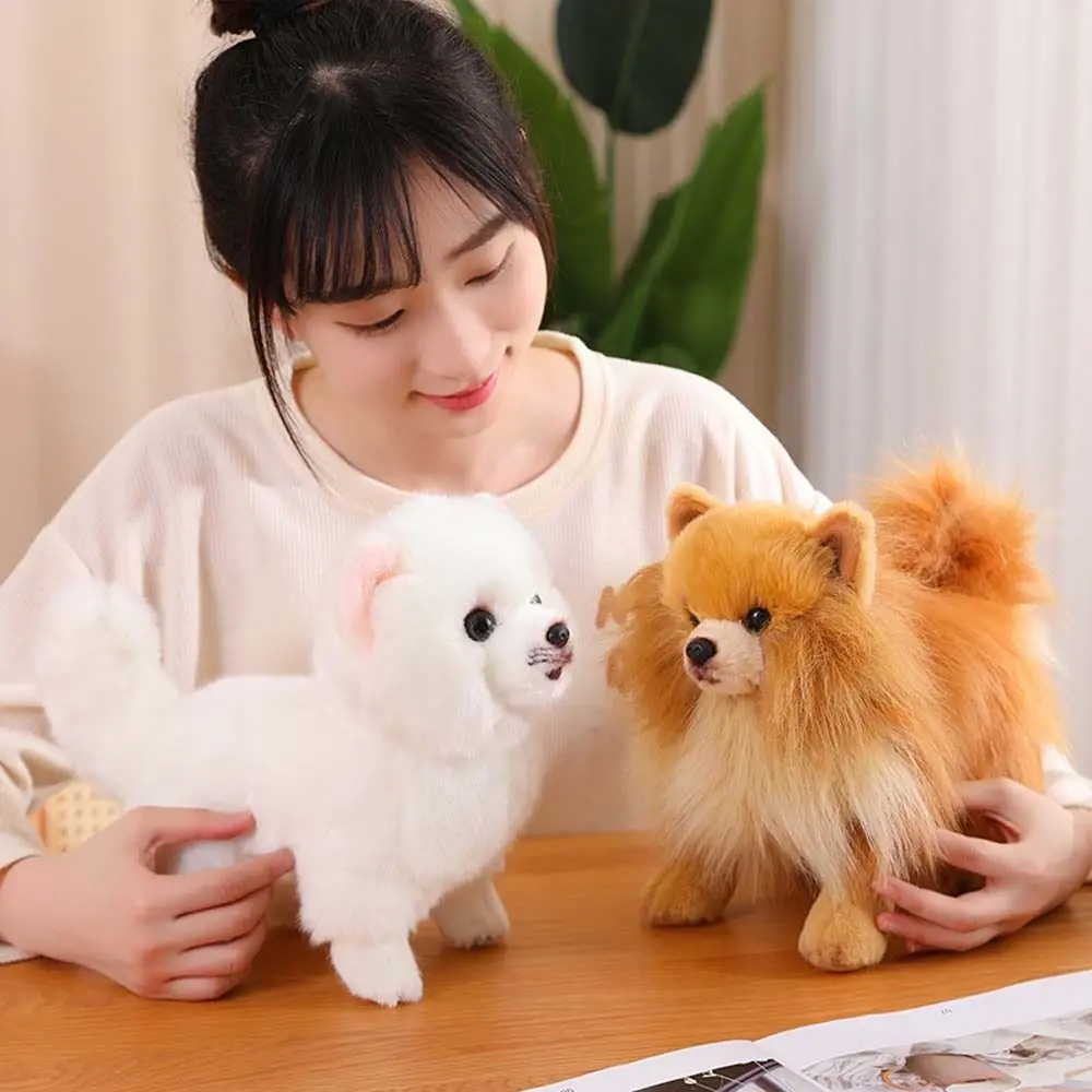 Standing Pomeranian Plush Toy Stuffed Animals Real Life Simulation Pomeranian Dog Pet Doll Home Decor Stuffed Puppy Doll