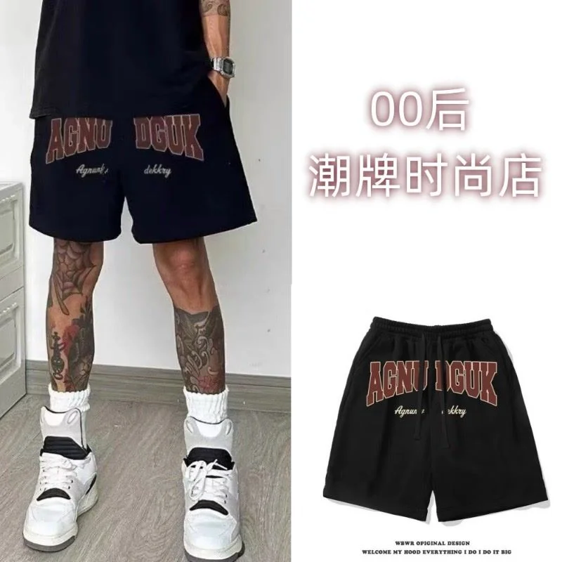 

Национальный тренд, летние американские уличные повседневные свободные баскетбольные спортивные универсальные шорты до колена с четырьмя точками для мужчин