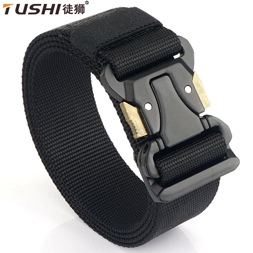 

TUSHI Belt Men Outdoor Hunting Metal Tactical Belt Multi-function Alloy Buckle High Quality Marine Corps Canvas Belt For Men