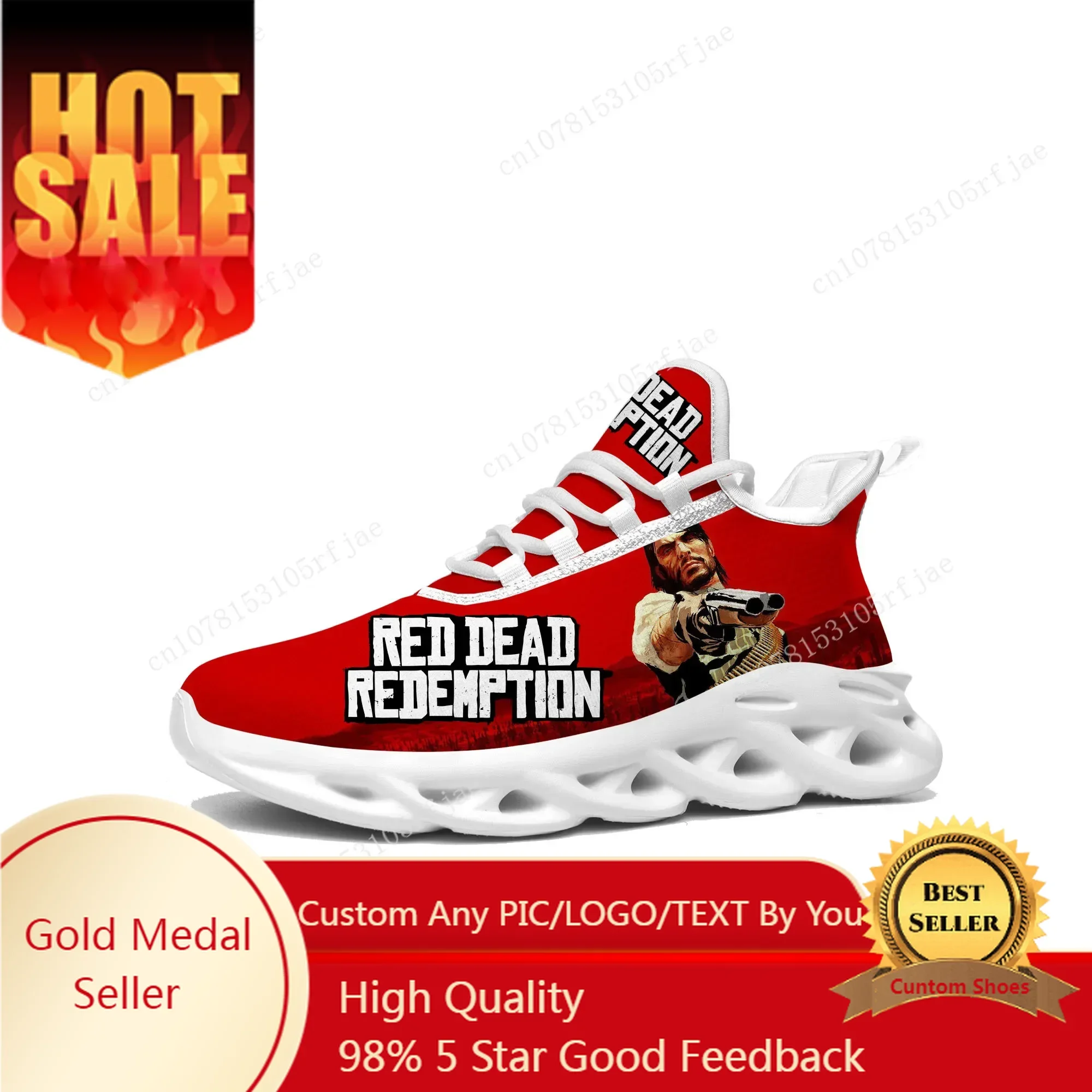 

Video Game Red Dead Redemption Flats Sneakers Mens Womens Teenager Sports Running Shoes Custom Built Lace Up Shoe