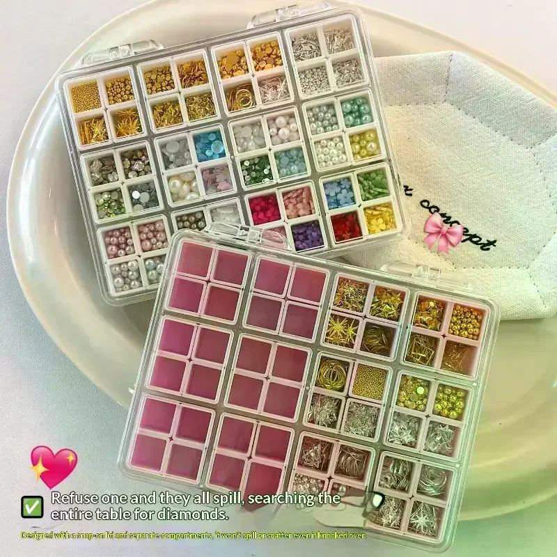 48 Grids Transparent Plastic Nail Accessories Storage Box Compartment Organize Jewelry Earring Bead Container