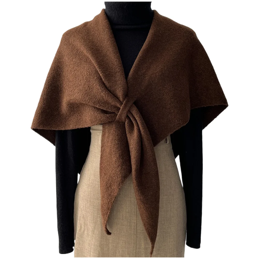 Warm Lightweight Knit Shawl for Women with Cross-Knot Detail Designed for Layering Over Dresses or Casual Outfits