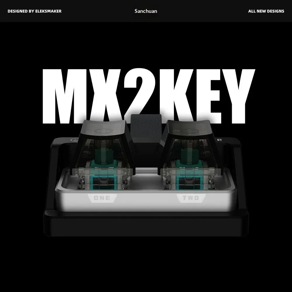 EleksMaker MX2KEY Vibe Coding Mini Mechanical Keypad Programmable Macro Pad Aluminum Case 2 Keys Custom Shortcut Gifts