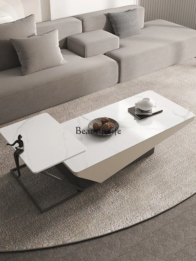 Rock slab coffee table modern simple small apartment living room creative high-end light luxury wabi sandy wind home