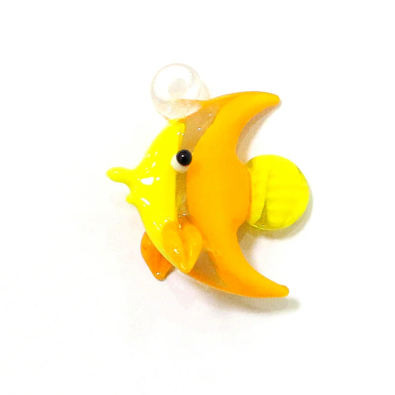 8pcs Custom Cute Mini Glass Fish Pendant Aquarium Sea Animal Series Ornaments DIY Women Fashion Charm Jewelry Making Accessories