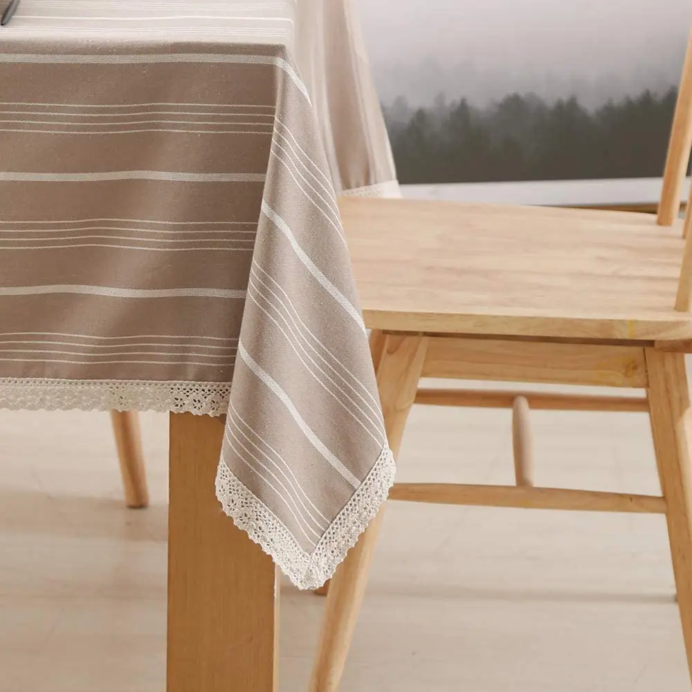 SIMPLEOPULENCE Premium 100% Linen Hemstitch Tablecloth-60 x 104 Inch Natural Linen, Natural Fabric, Rectangular Tablecloth