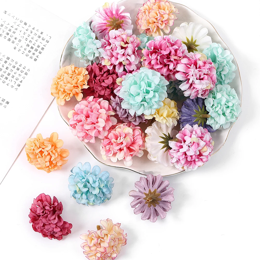 10/20/30 Stücke Hortensien Künstliche Blumen Köpfe 4 cm für Home Room Decor DIY Ehe Kranz Zubehör Braut Hochzeit Dekoration – Detail 7