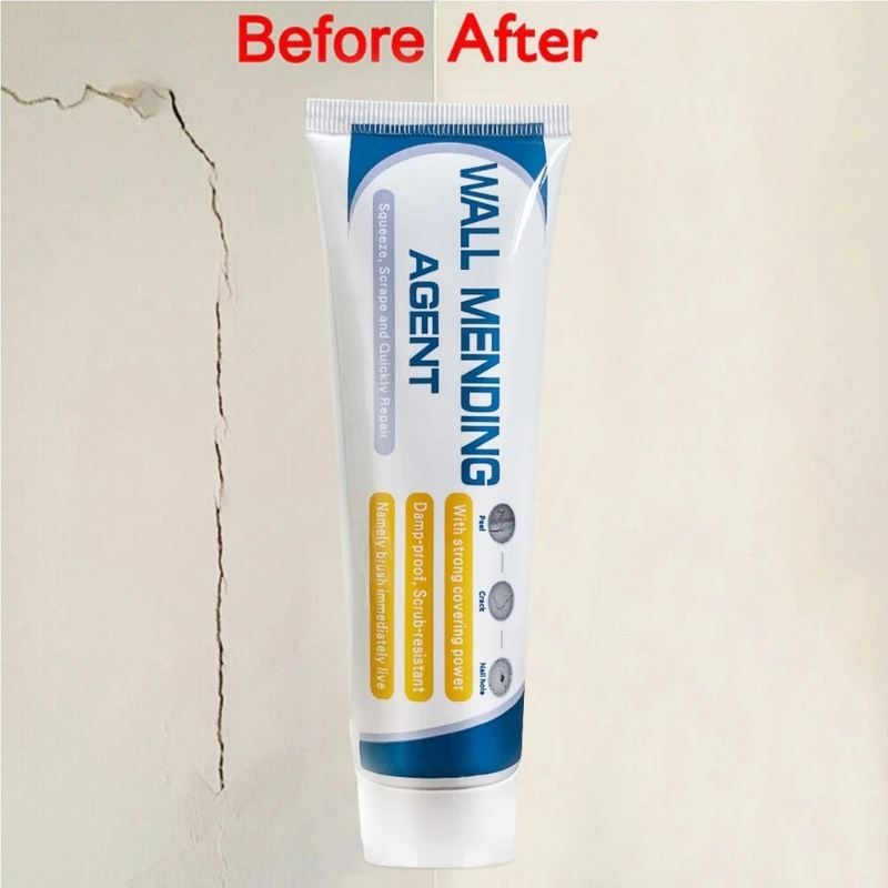 Crema eficaz para reparación grietas en pared, parches pared resistentes agua y secado rápido, solución uso