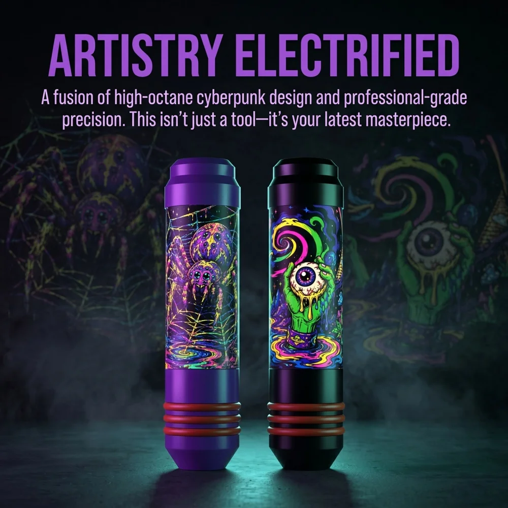 DQFART M3 Set Electric Wireless Tattoo Machine Detachable Battery Convenient Use Led Digltal Display Body Art Creative Designs