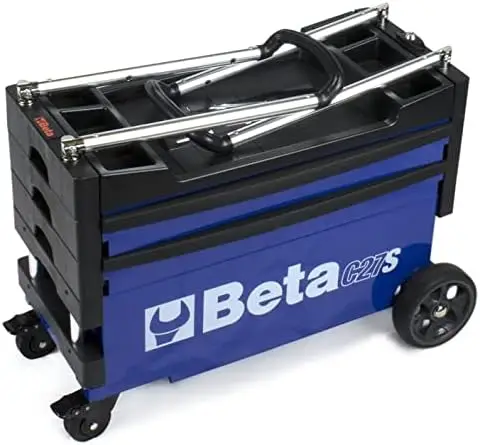 S Blue Collapsible Rolling Tool Cart, 4 Inch Steering Wheels With Brake, 110 Pound Capacity