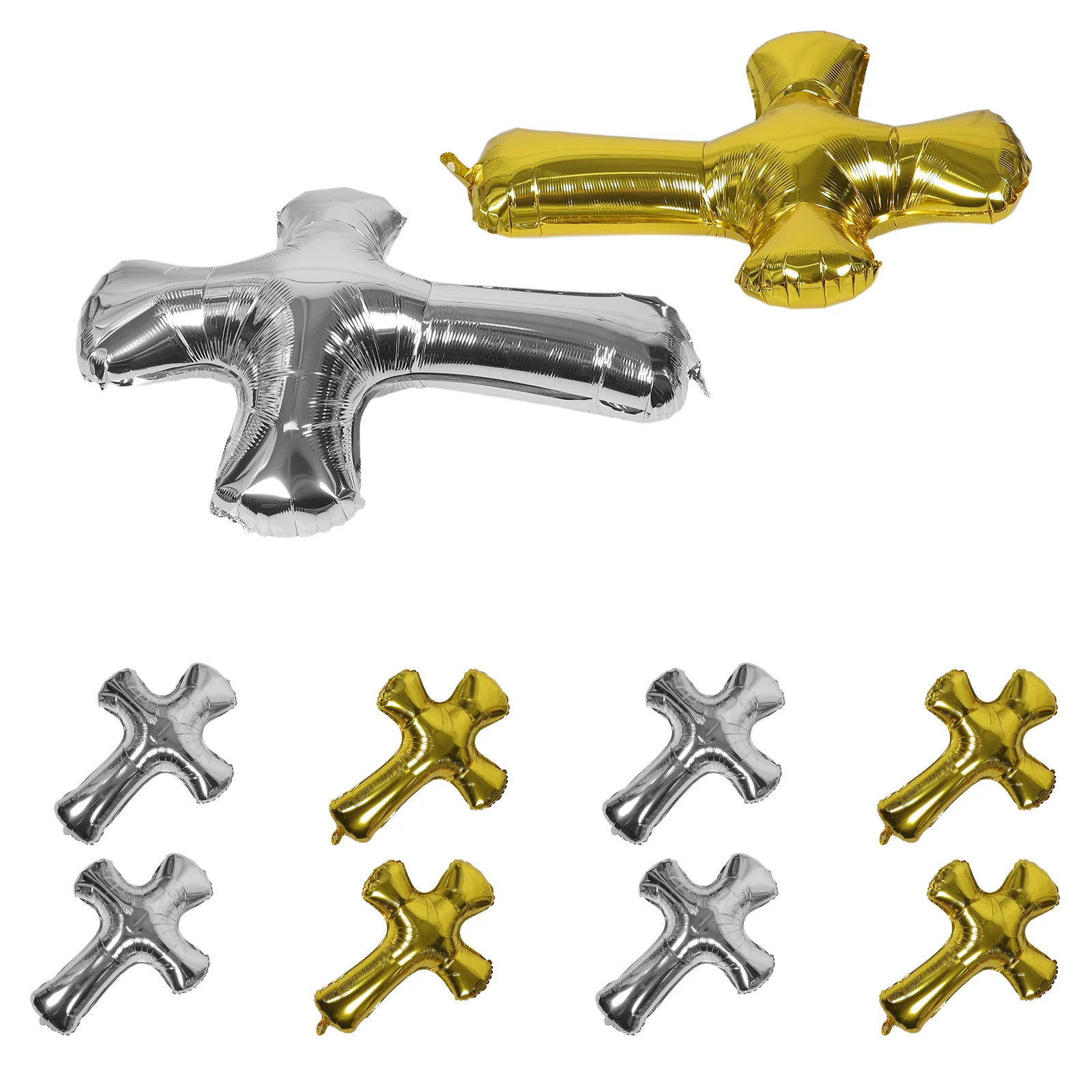 

10Pcs 3D Religious Cross Balloon Metallic Foil Balloons for Baptism Party Decor Confirmation Decoration Balloon Outdoor Indoor