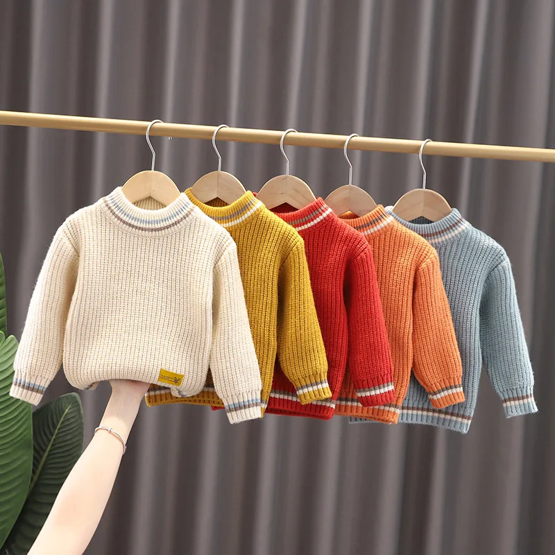 New Kids Padded Sweaters Children Autumn Winter Sweaters Boys Girls Knitting Pullovers Knitwear 0-8 Year Old