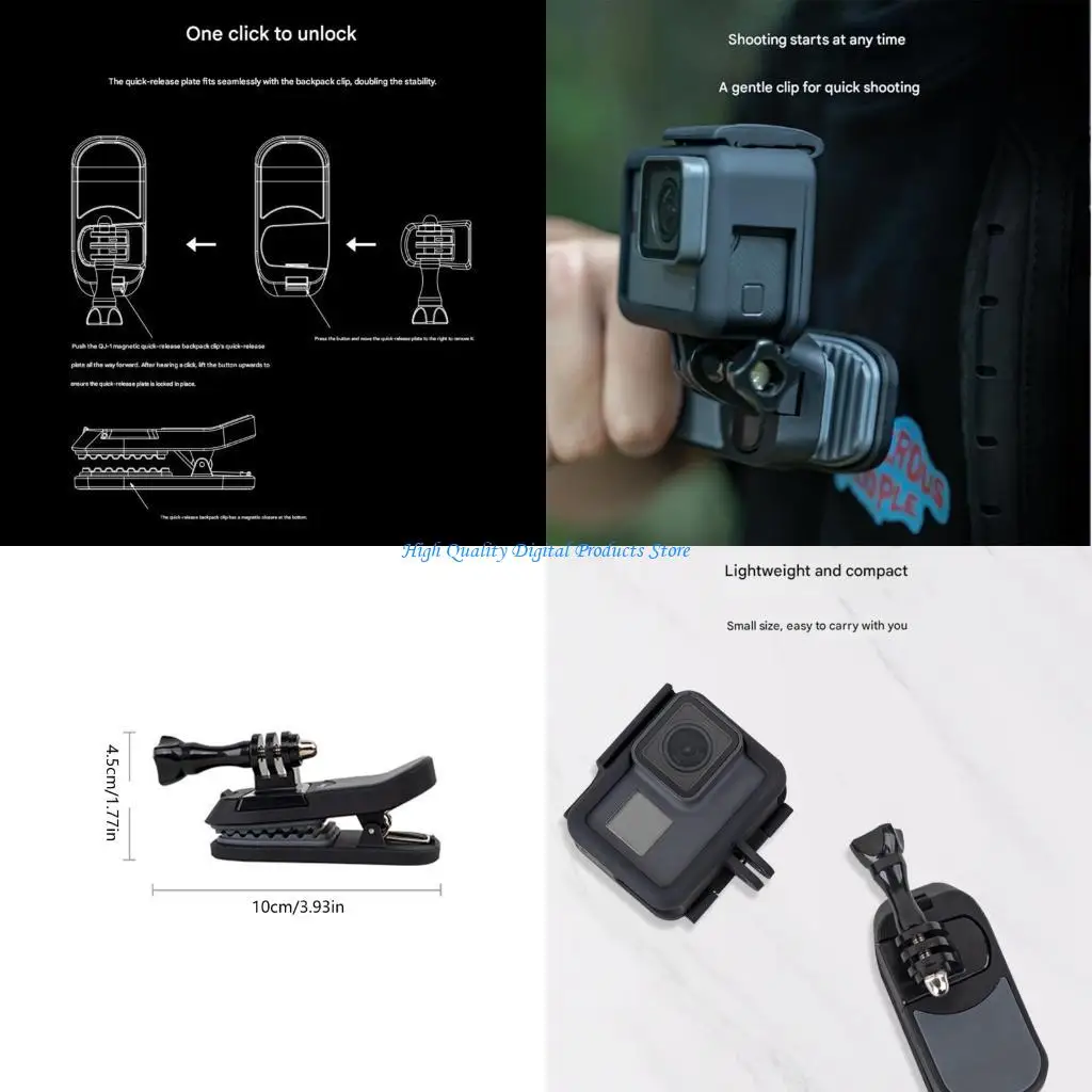 

U2JE Expansion Adapter Adjustable Bracket Backpack Clip Clamp Mount for Action 3/4 Action Camera Accessories