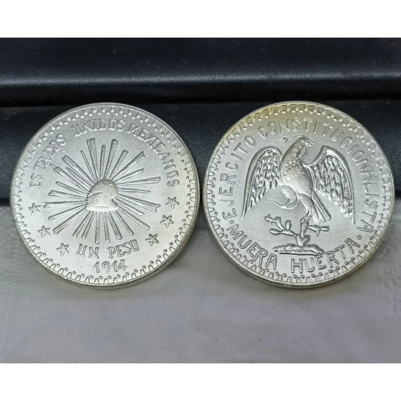 1914 Mexico 1 Peso state of Durango Silver Plated Coin Copy