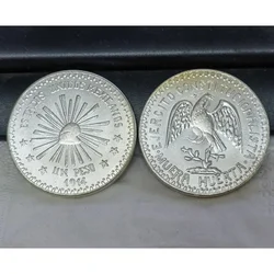 1914 Mexico 1 Peso state of Durango Silver Plated Coin Copy
