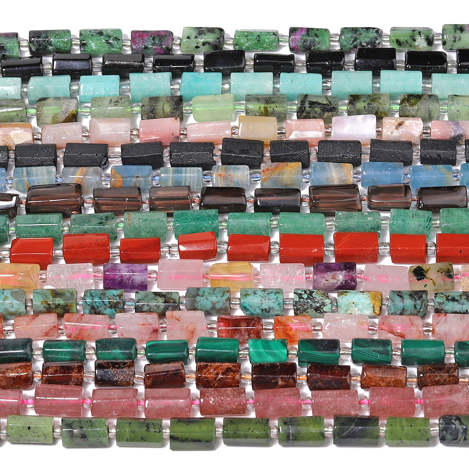Natürliche Granat Amazonit Turmalin Edelsteine Perlen 8-11mm Unregelmäßige Zylinder Form Perlen für Schmuck Machen Diy Armband Zubehör – Detail 7