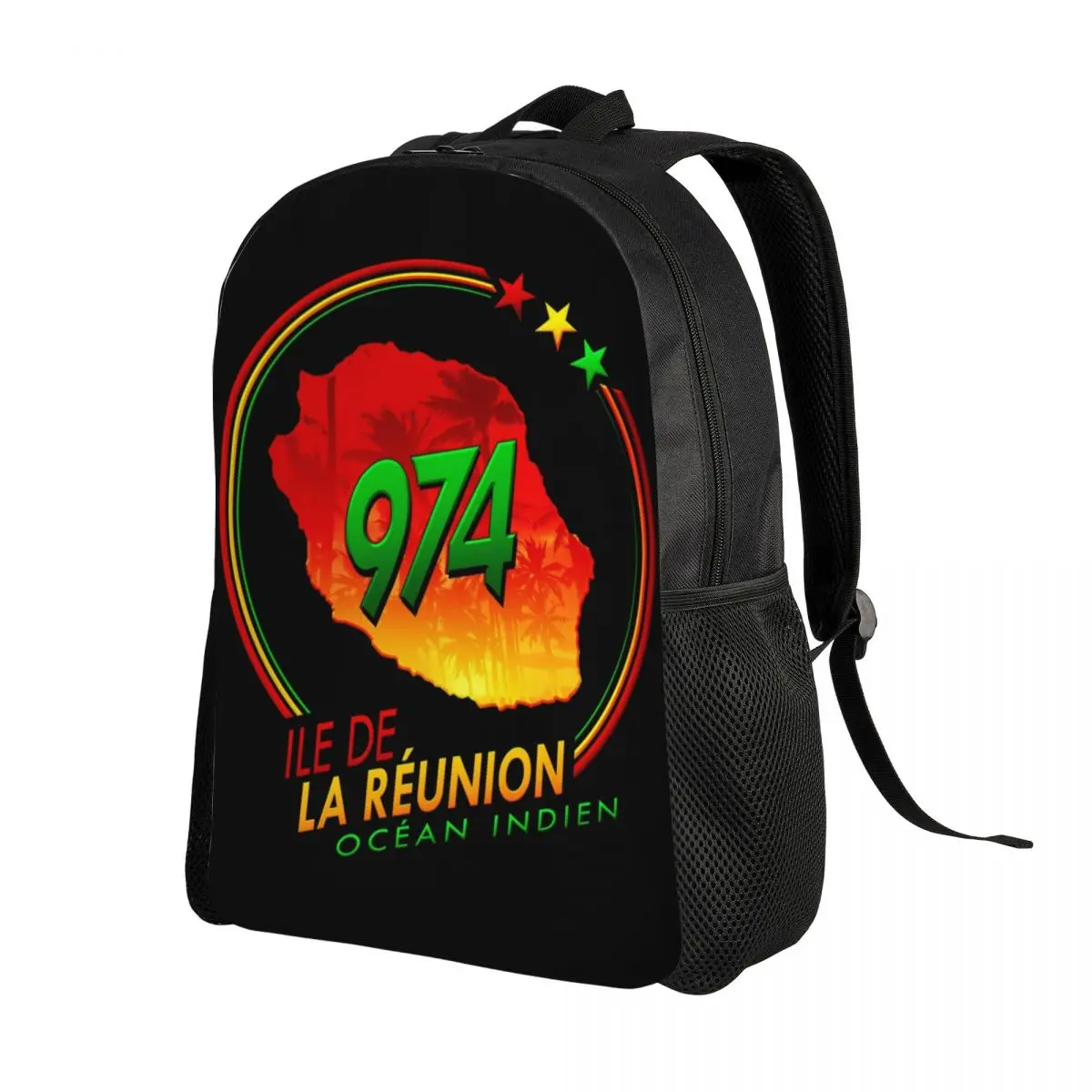 Customized 974 Reunion Island Backpacks Men Women Casual Bookbag for School College Ile De La Reunion Bags