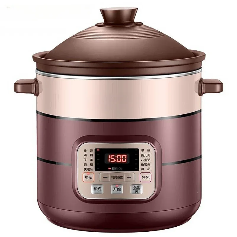 

5-6L Purple Pottery electric slow cooker Automatic intelligent appointment Electric casserole stew pot home sous vide cooker Hot