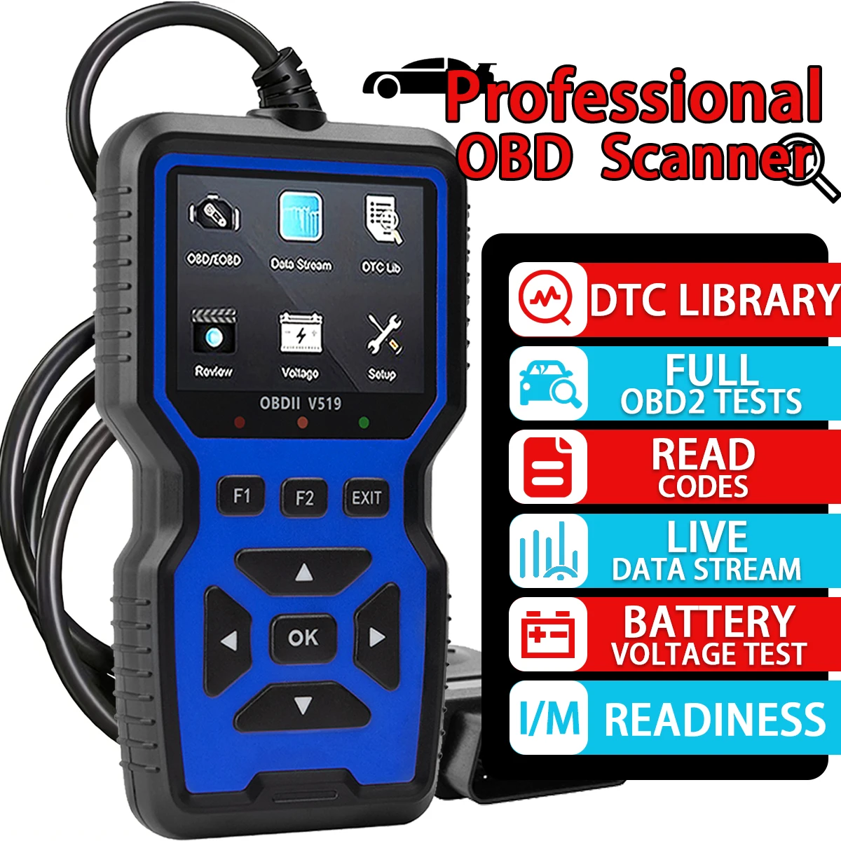 Car OBD2 Scanner Diagnostic Tool Code Reader, Car Voltage Tester Engine Fault Code Scanner, Charging Tester Diagnostic Tool V500