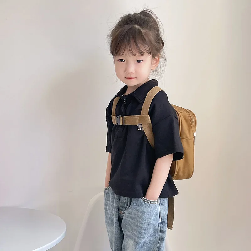 Korean Style Bear Backpacks for Children School Bags for Girls Kids Black Backpack Kindergarten Baby Bag Zipper Nylon Book Bag