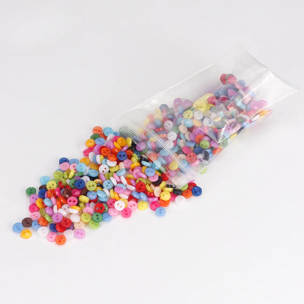 Micro Mini botões redondos para roupas de boneca, botões inteligentes, botões do bebê, 2 furos, 6mm, 15 cores, 600