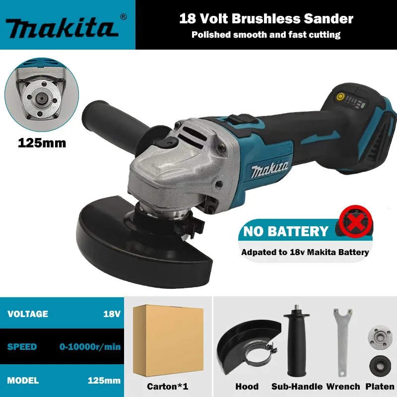 Makita DGA506 18V 125/100mm Oplaadbare haakse slijpmachine Elektrische polijstmachine Borstelloze metaalslijp- en snijmachine