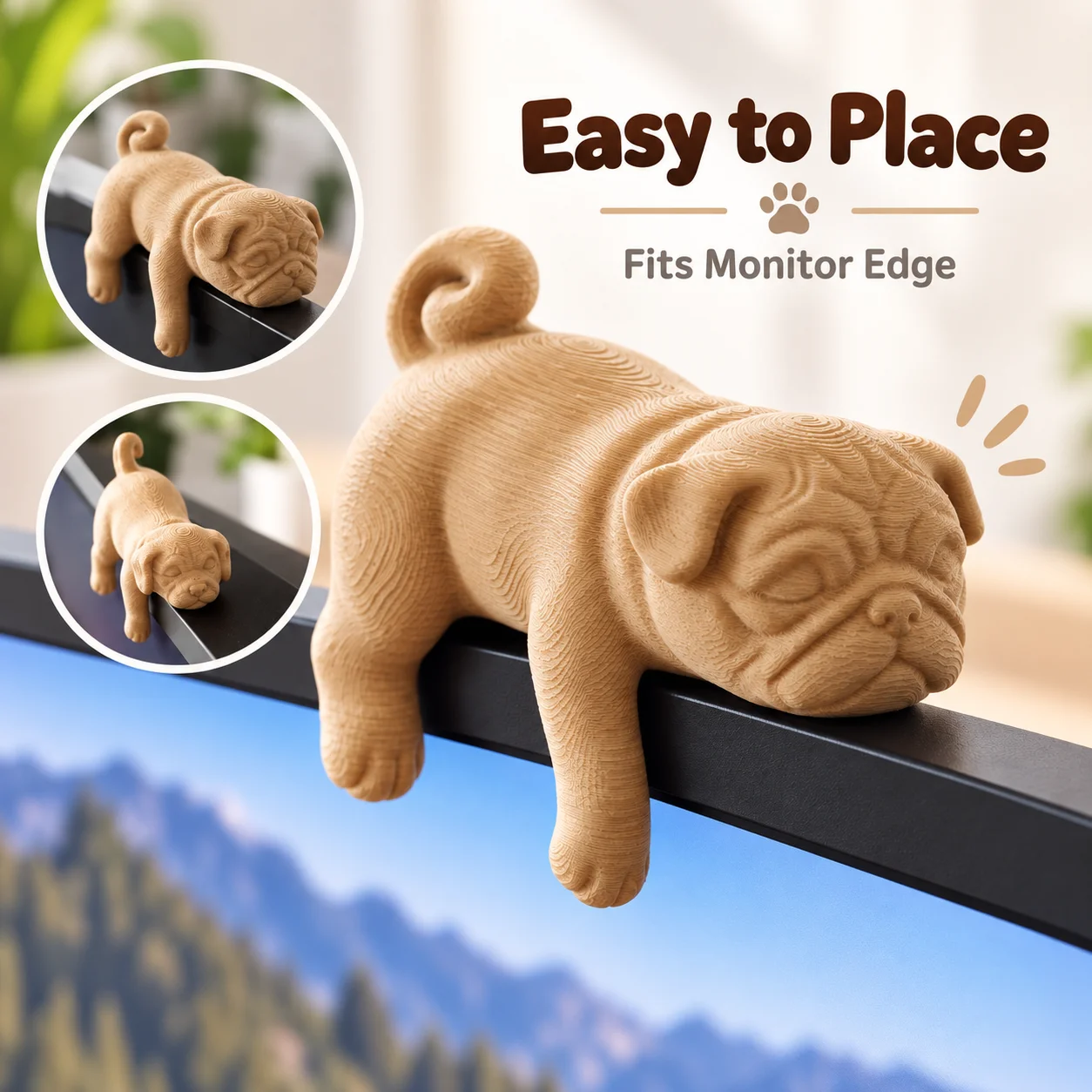 3D Printed Sleeping Pug Monito - огляд і ціна 3D Printing Office Setup