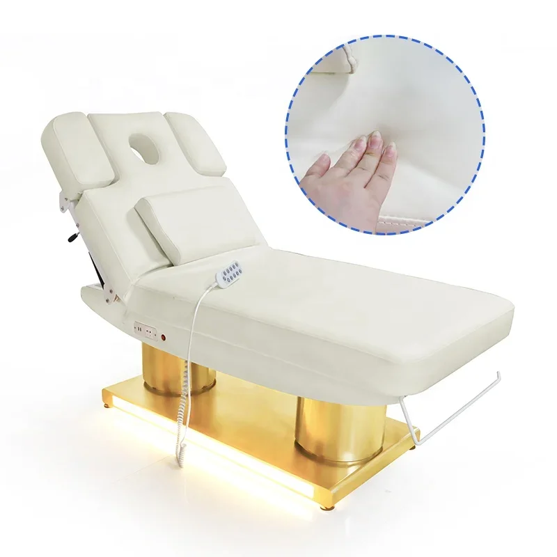 

Deluxe beauty spa gold facial tattoo bed massage couch table treatment chair beds thermal electric adjustable massage tablesMass