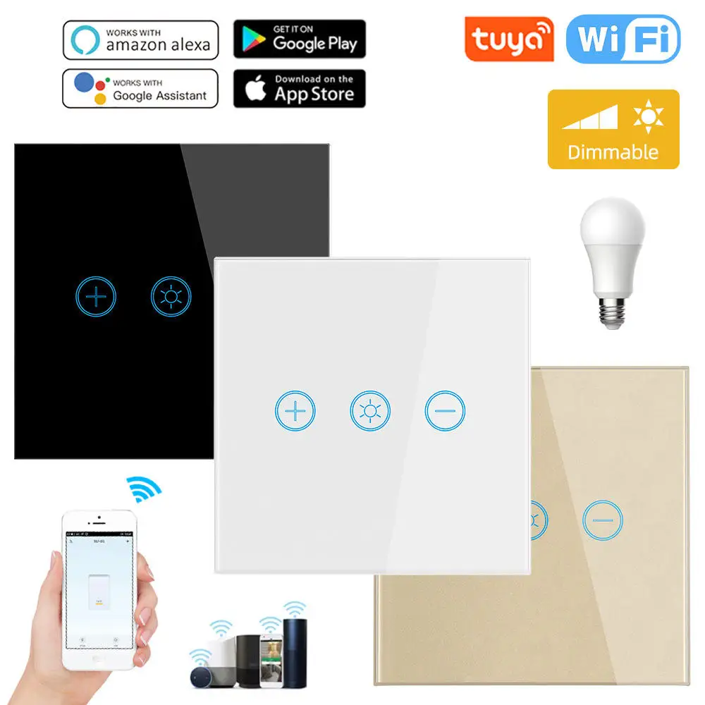 

SIXWGH WiFi Smart Dimmer Switch OLED Alexa Google Home Compatible Electric Bar for Home Hotel Lighting APP Voice Control