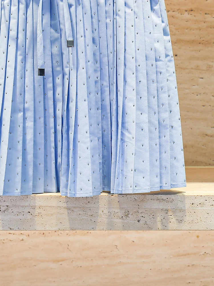 

S Home South Oil High End Women's Summer 2025 College Sle Sequin Pleated Skirt Women's Faion Polyester Fiber