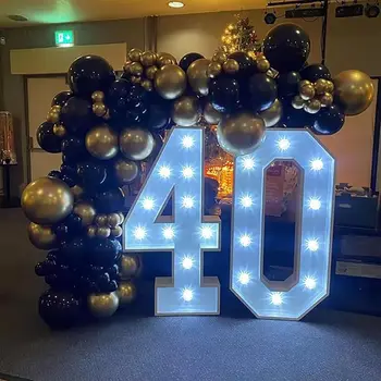 生日派對氣球拱門黑色金色乳膠氣球套裝 40歲生日裝飾 畢業新年 2024裝飾 10 最佳銷售 畢業裝飾 - №7