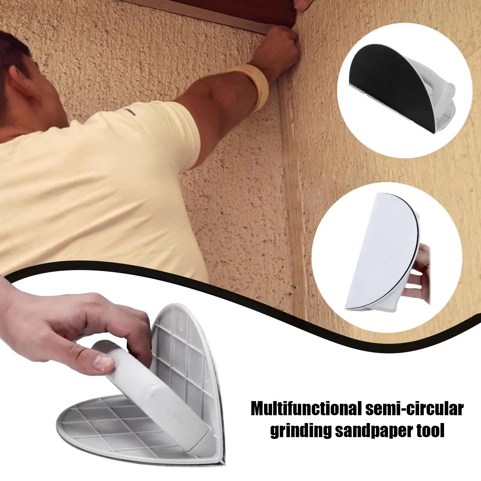 Drywall Hand Sander Multifunctional Semi-Circular Angle Sanding Sandpaper Tool Sanding Grinding Polishing Tool for Wood